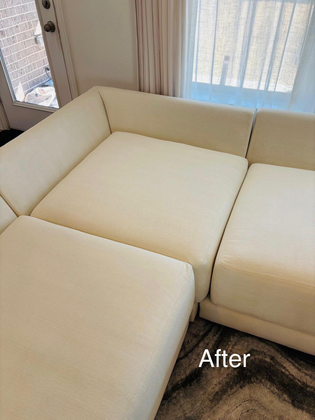 White Sectional Sofa after cleaning